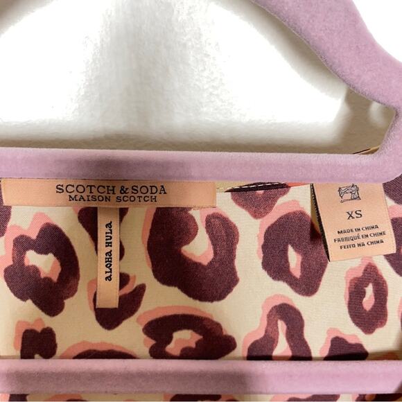 SCOTCH & SODA Leopard Ruffle Satin Top Blouse Sz XS {J31} - Picture 5 of 6